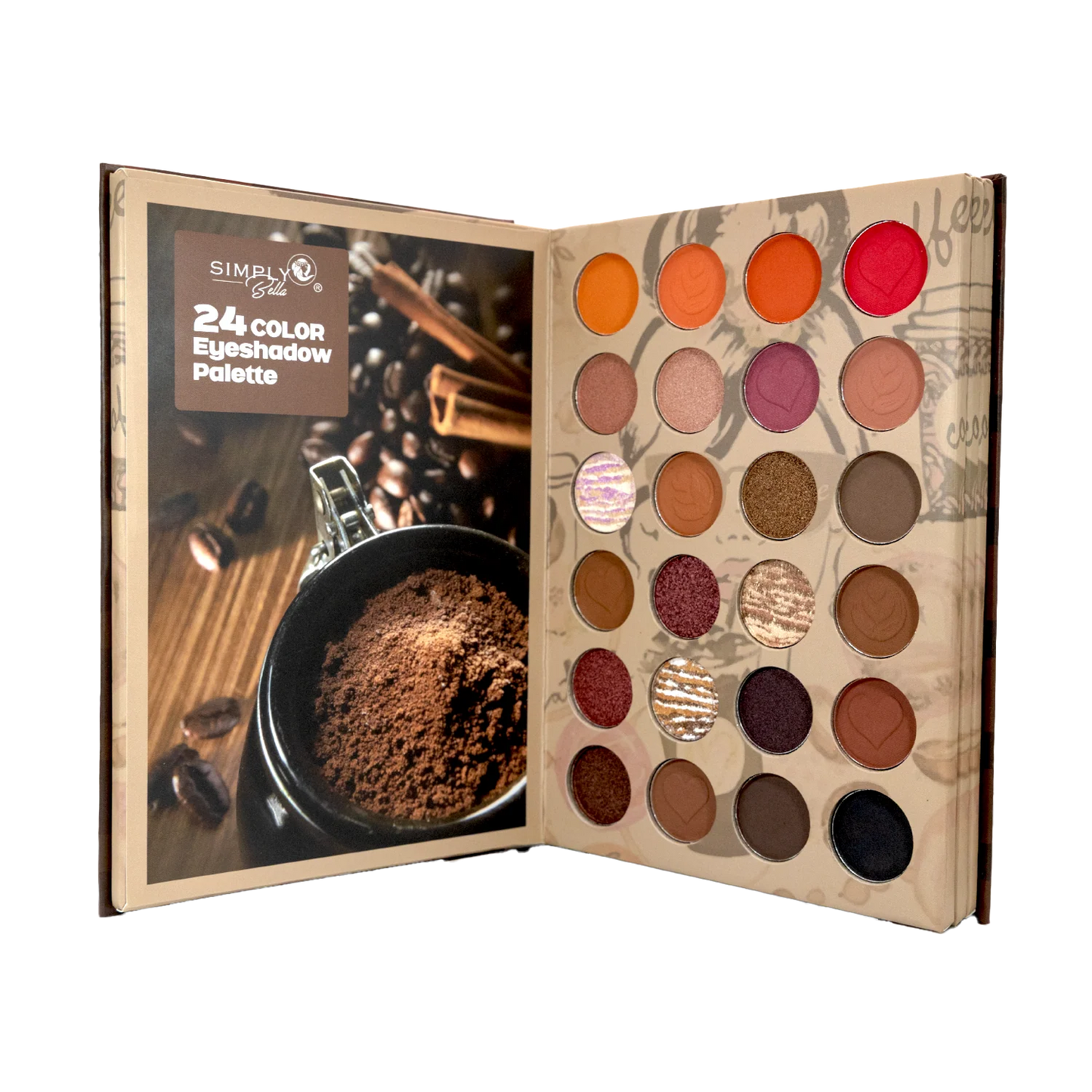 S112 Simply Bella Coffee Time Pressed Pigment Book Palette – Full Face Set