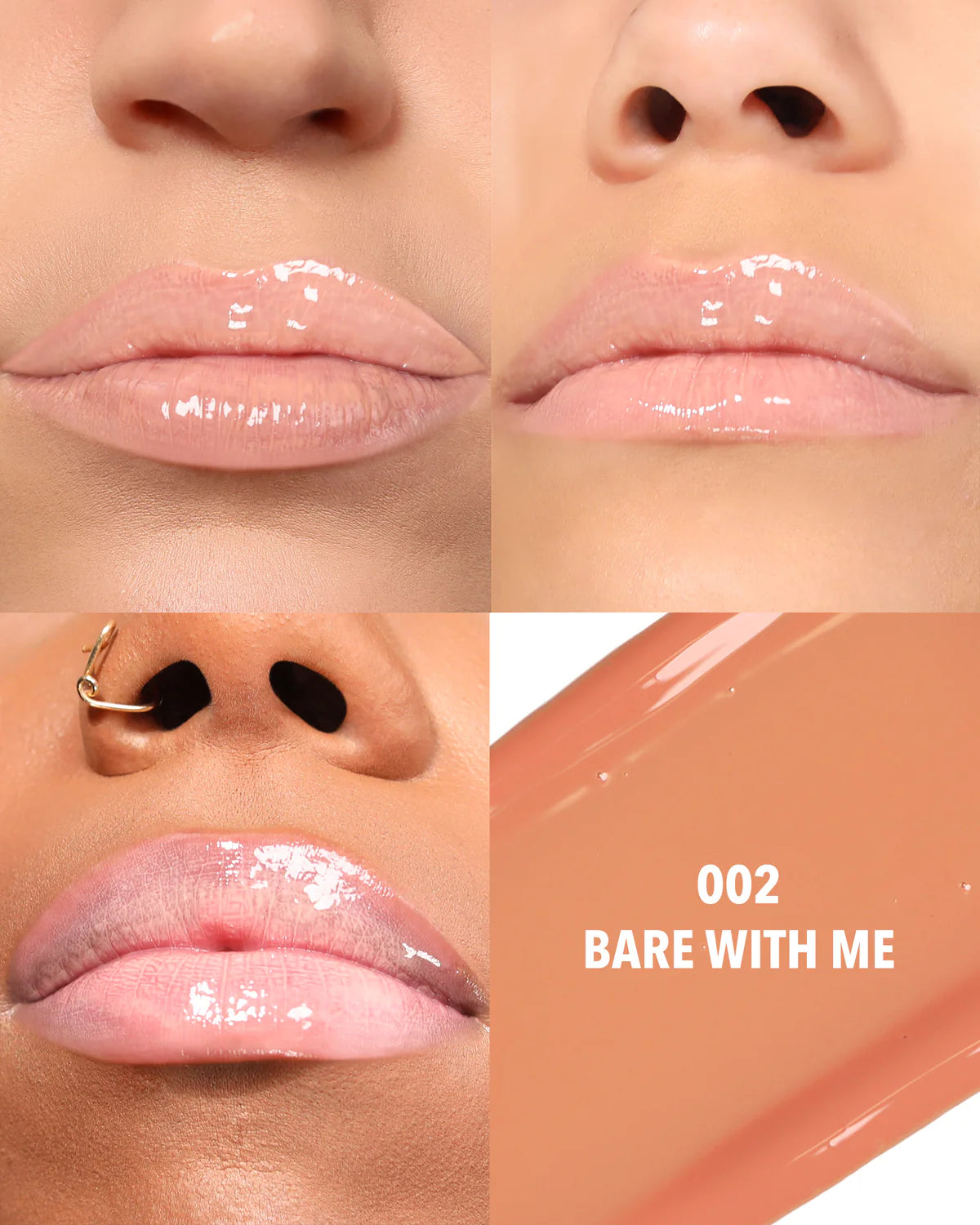 Moira Lip Glaze Lip Oil Plumper (LOP002, Bare with Me) 3pc Bundle