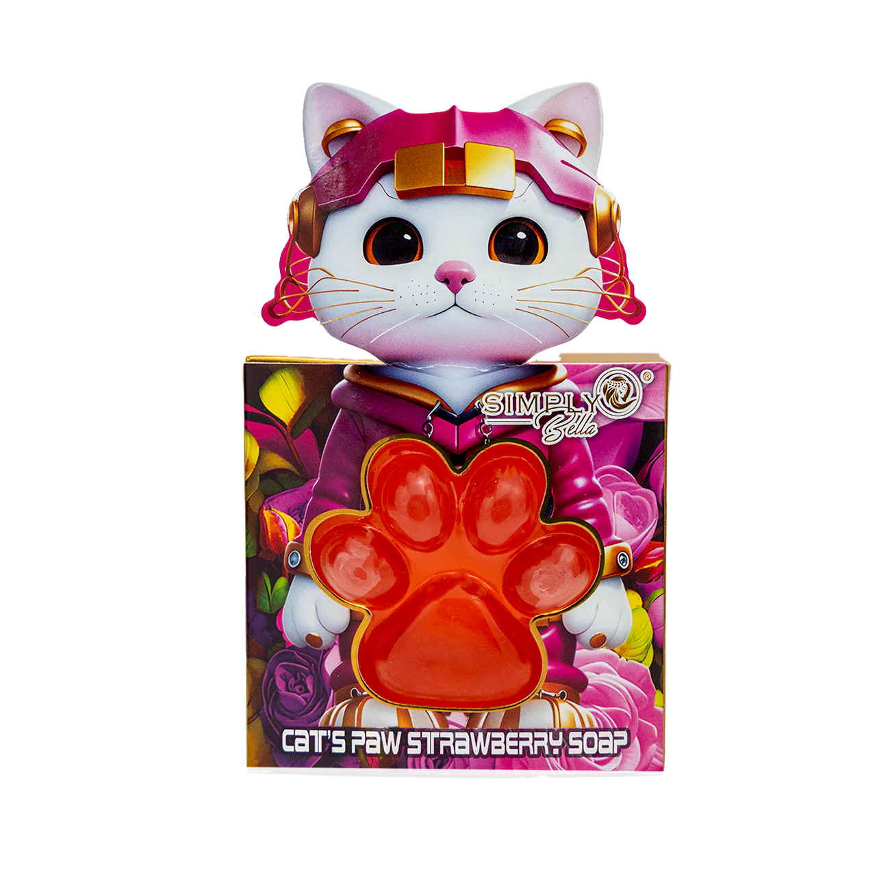 Simply Bella Cat’s Paw-Shaped Soap Bars for Kids (Strawberry Scented) Jabón