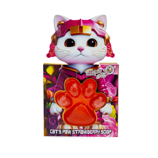 Simply Bella Cat’s Paw-Shaped Soap Bars for Kids (Strawberry Scented) Jabón