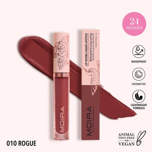 Lip Divine Liquid Lipstick (LDV010, Rogue) 3pc Bundle