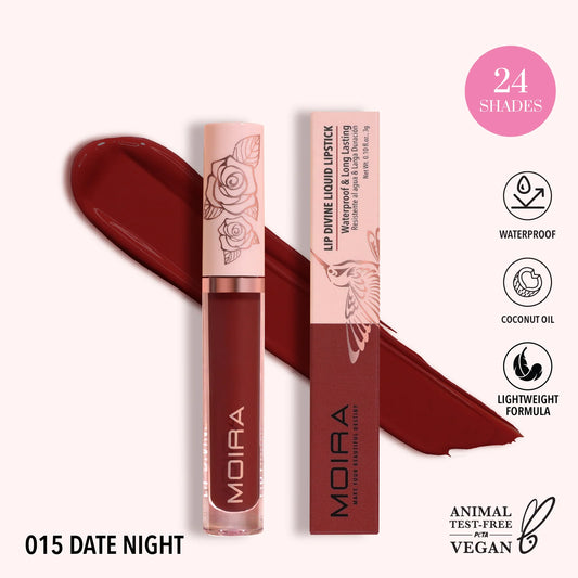 Lip Divine Liquid Lipstick (LDV015, Date Night) 3pc Bundle