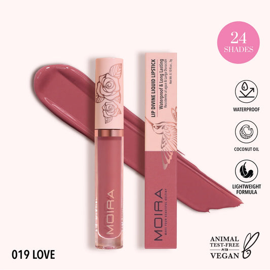 Lip Divine Liquid Lipstick (LDV019, Love) 3pc Bundle