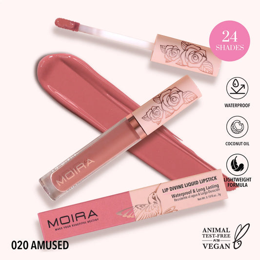 Lip Divine Liquid Lipstick (LDV020, Amused) 3pc Bundle