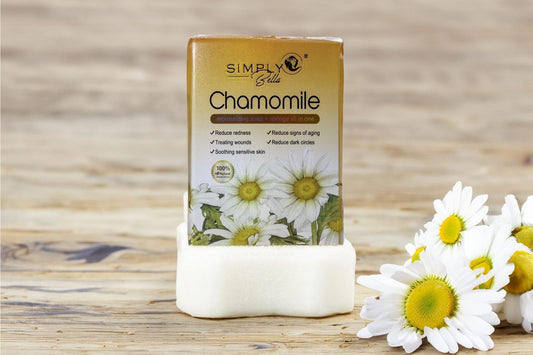 SIM015 Simply Bella Chamomile Moisturizing Soap + Sponge All in One 100% Natural Soap