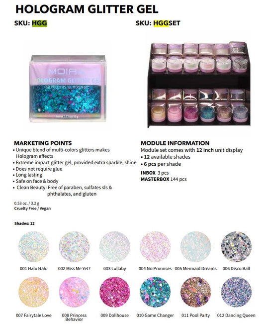 HGGSET Moira Hologram Glitter Gel Acrylic Display *Pre-Order Only*