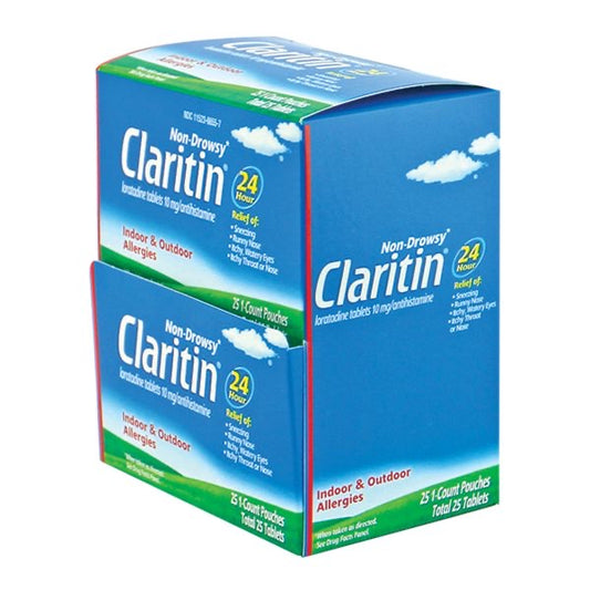 Claritin Non-Drowsy 25 Travel Pouches Display