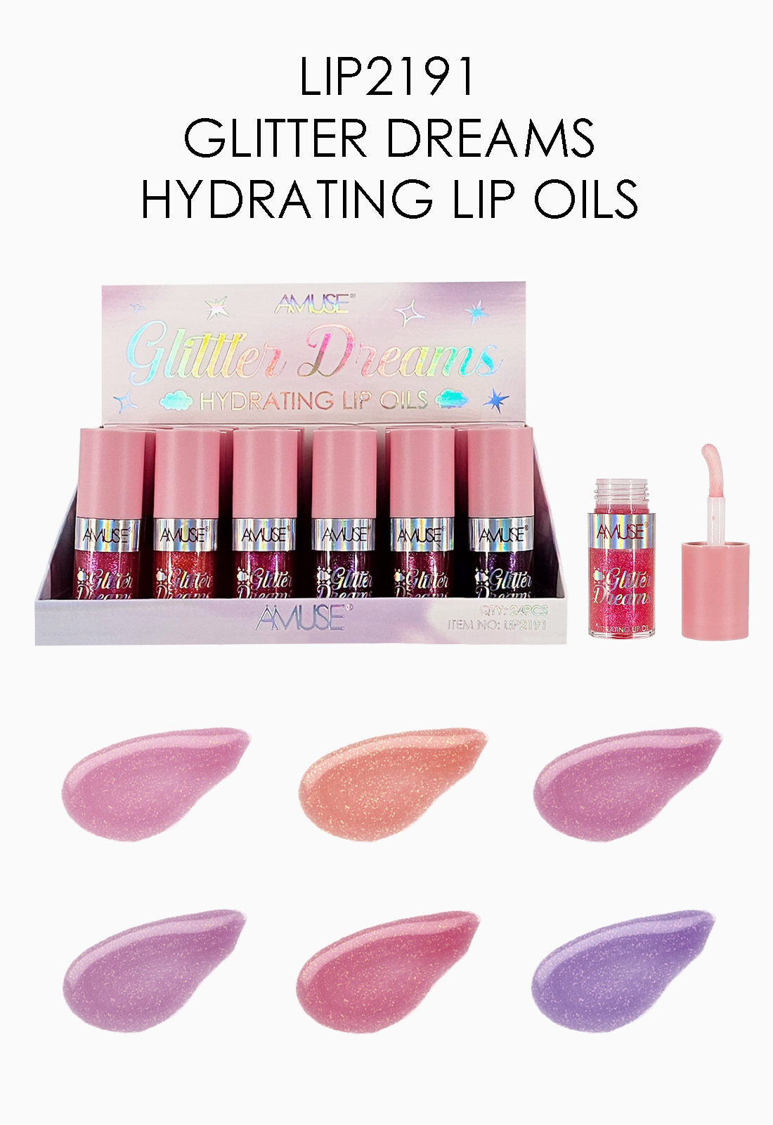 LIP2191 Amuse Glitter Dreams Hydrating Lip Oil Display