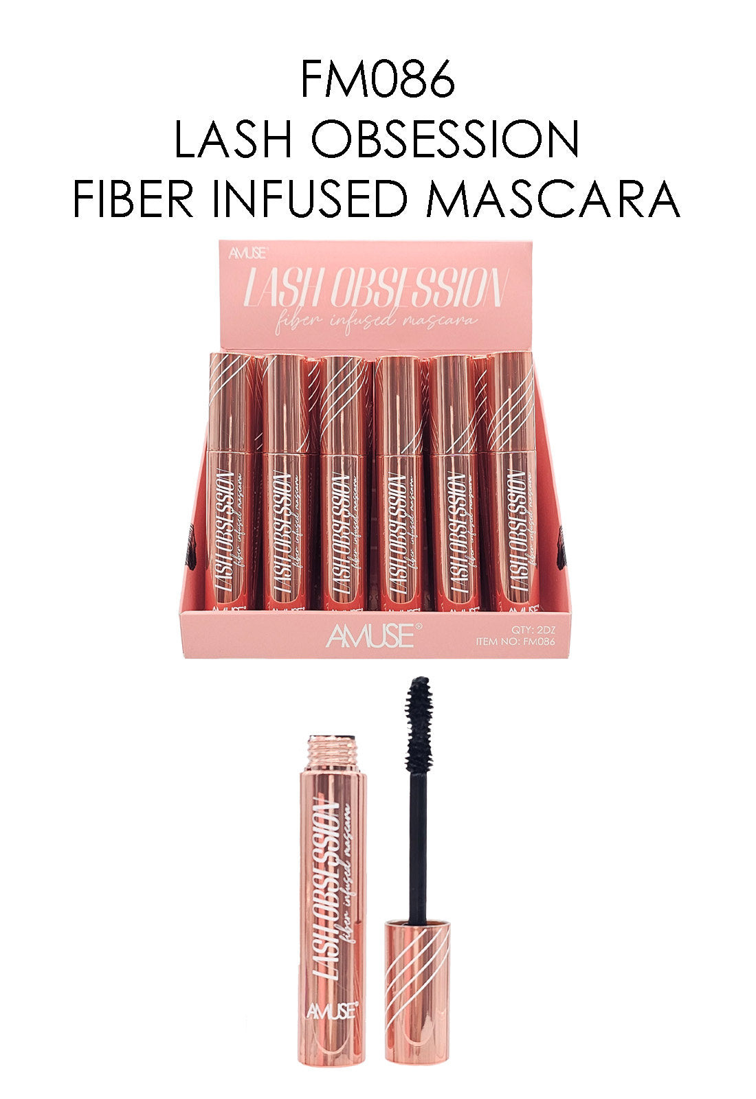 FM086 Amuse Lash Obsession Fiber Infused Mascara Display