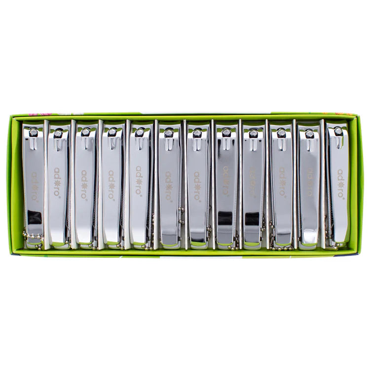 001 - 1119  Adoro - Toe Nail Clipper (CURVE) W/ Chain & File - 12PCS