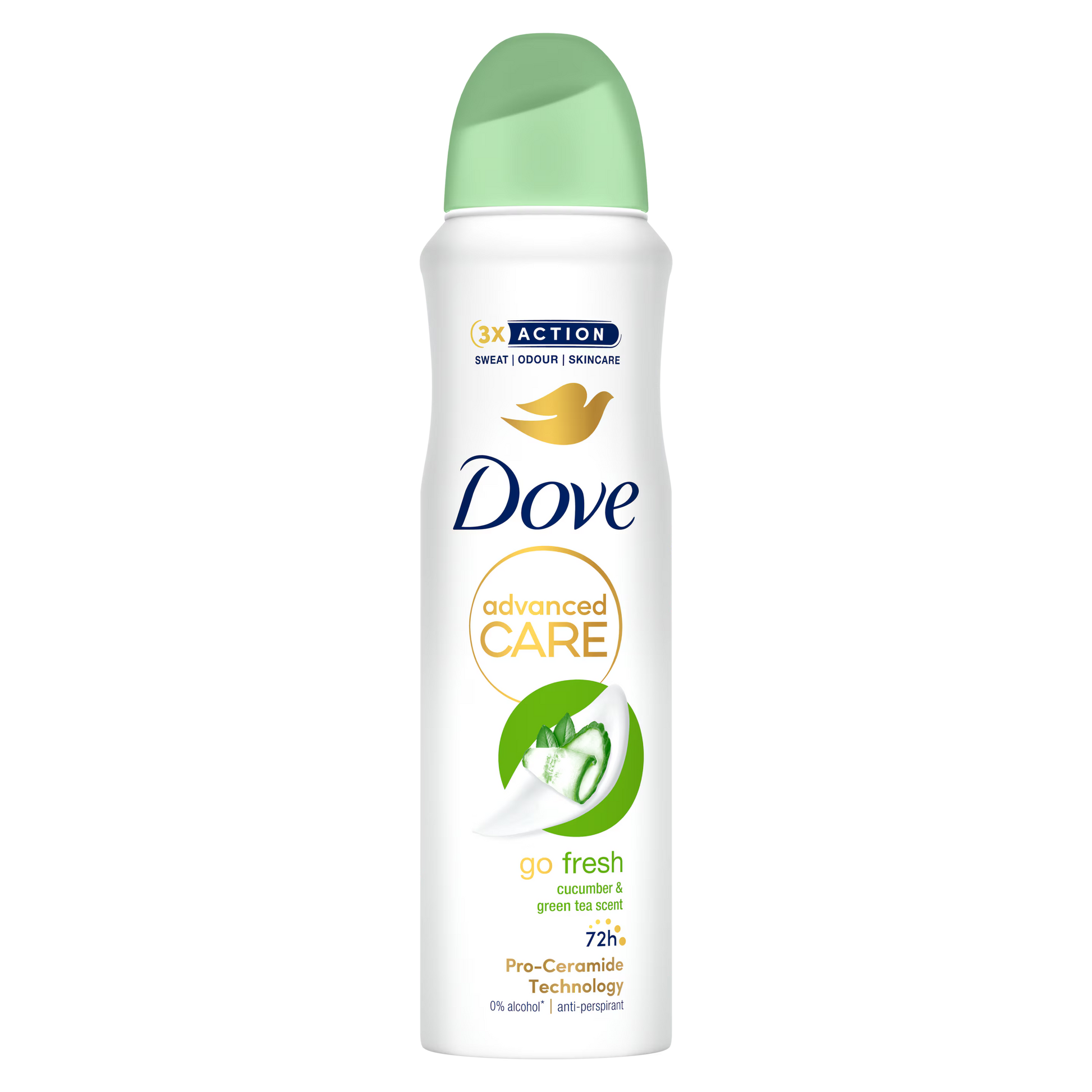 Dove advanced care deodorant spray on a white background
