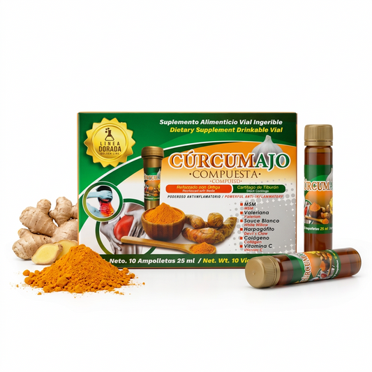 Curcuma Ajo Reforzado con Ortiga y Cartilagon de Tiburon 10 Ampolletas 25 ml