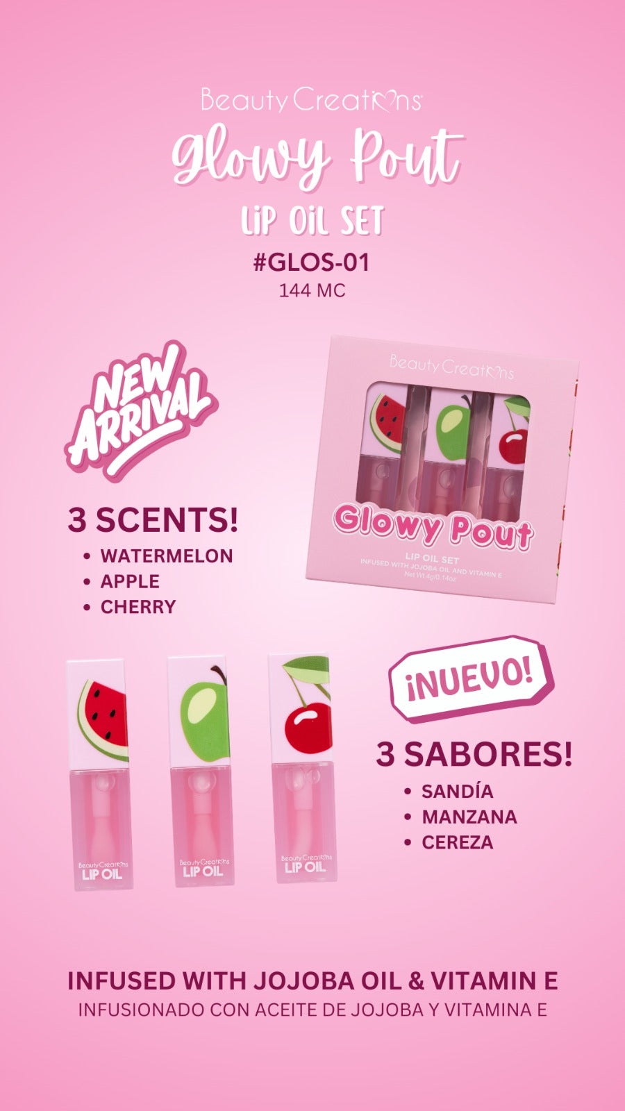 #GLOS-01 Beauty Creations Glowy Pout Lip Oil Set