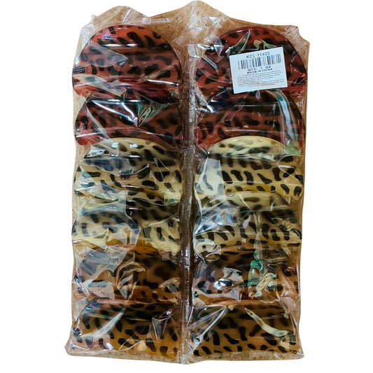 KCL-11403 Leopard Print Hair Clips 12pc Set