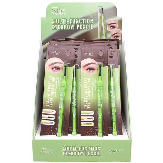 EB16BR  She Makeup Multi-Functional 3 In 1 Eyebrow Pencil DARK BROWN  / 24pcs Display