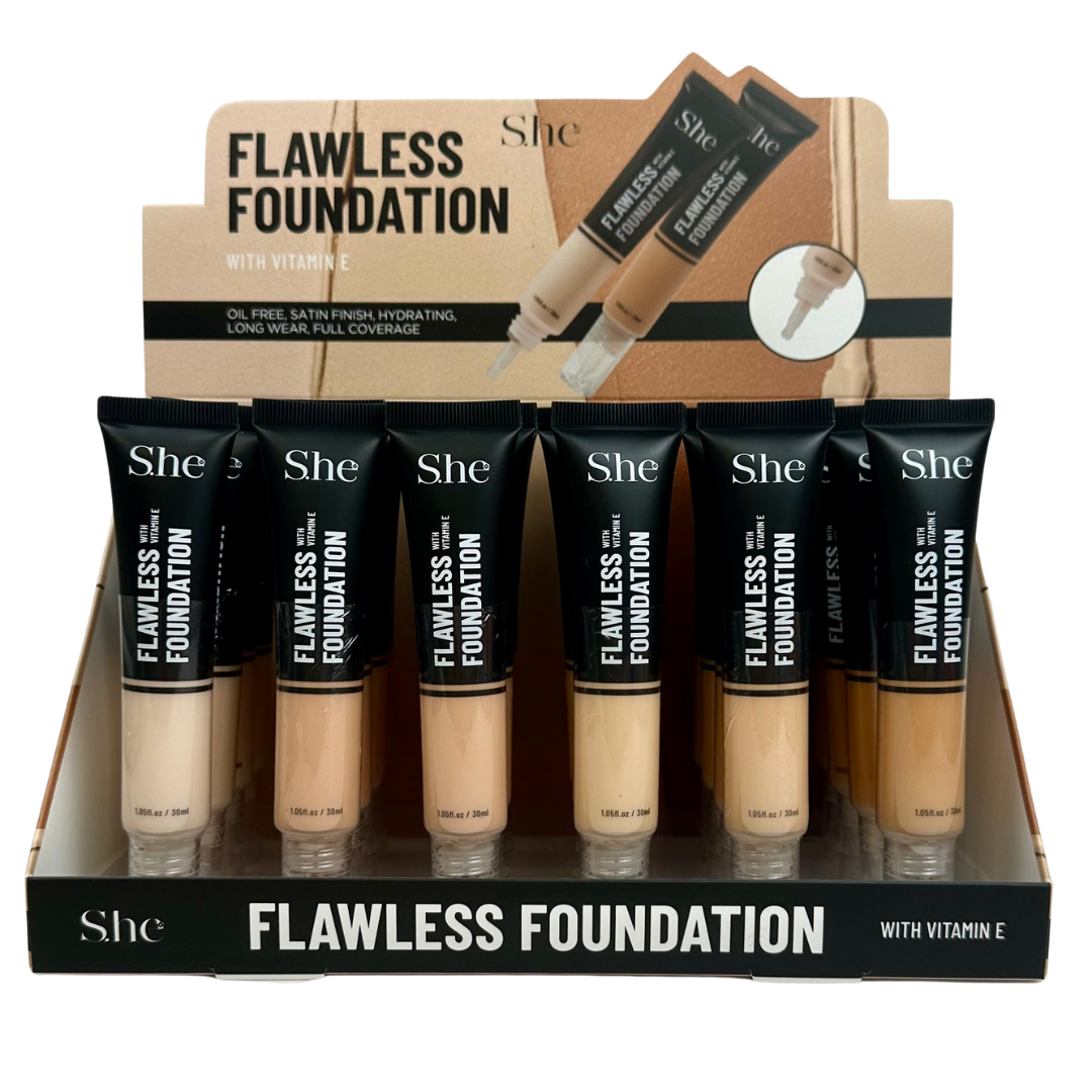 FF1028 She Makeup Flawless Foundation with Vitamin E Display