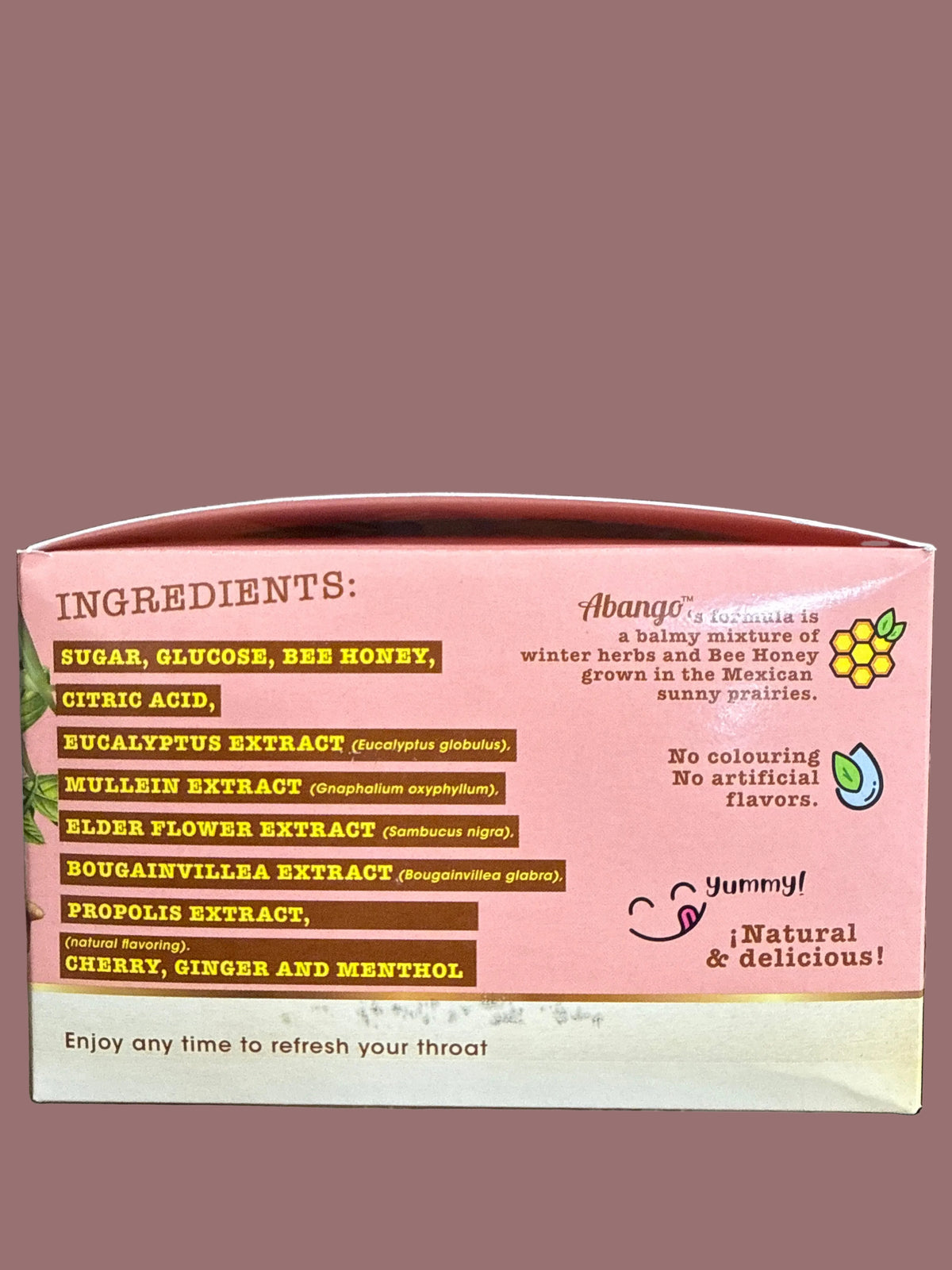 Caramelo de Abango con Propoleo y Jengibre Cont. 12 Paquetes Box