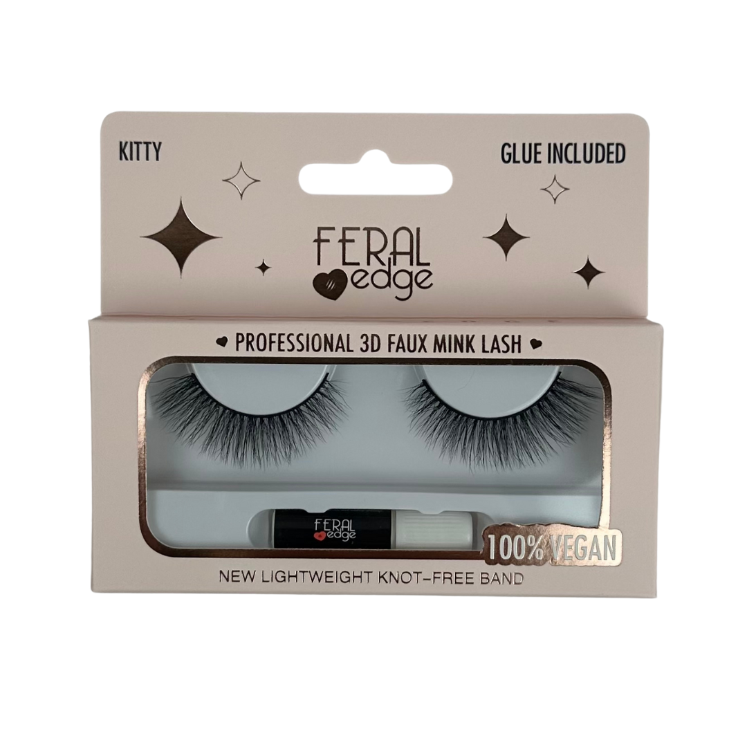 Kitty 12pc Set - Feral Edge 3D Faux Mink Lashes with Lash Glue