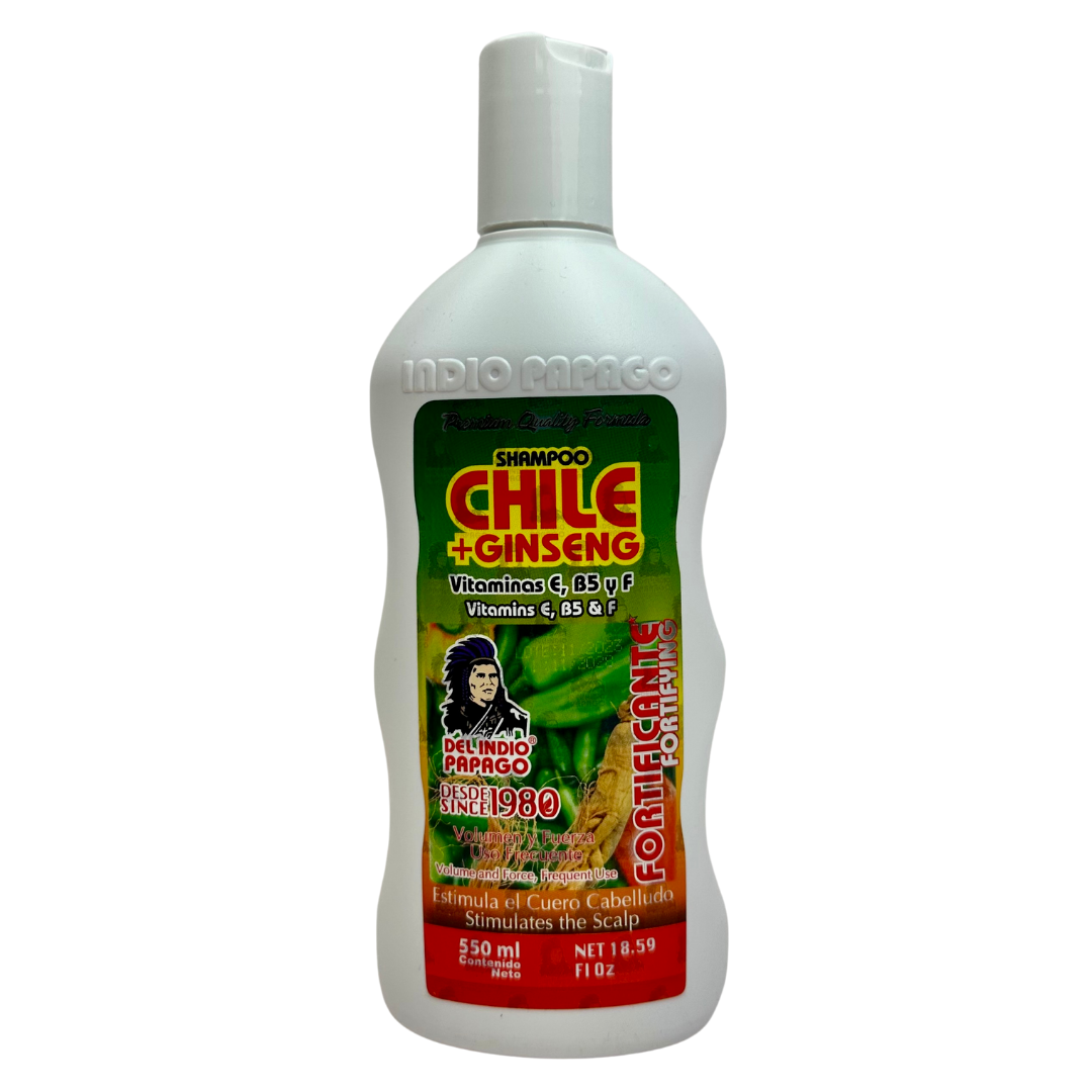 Del Indio Papago Chile + Ginseng Fortificante Shampoo 550ml J