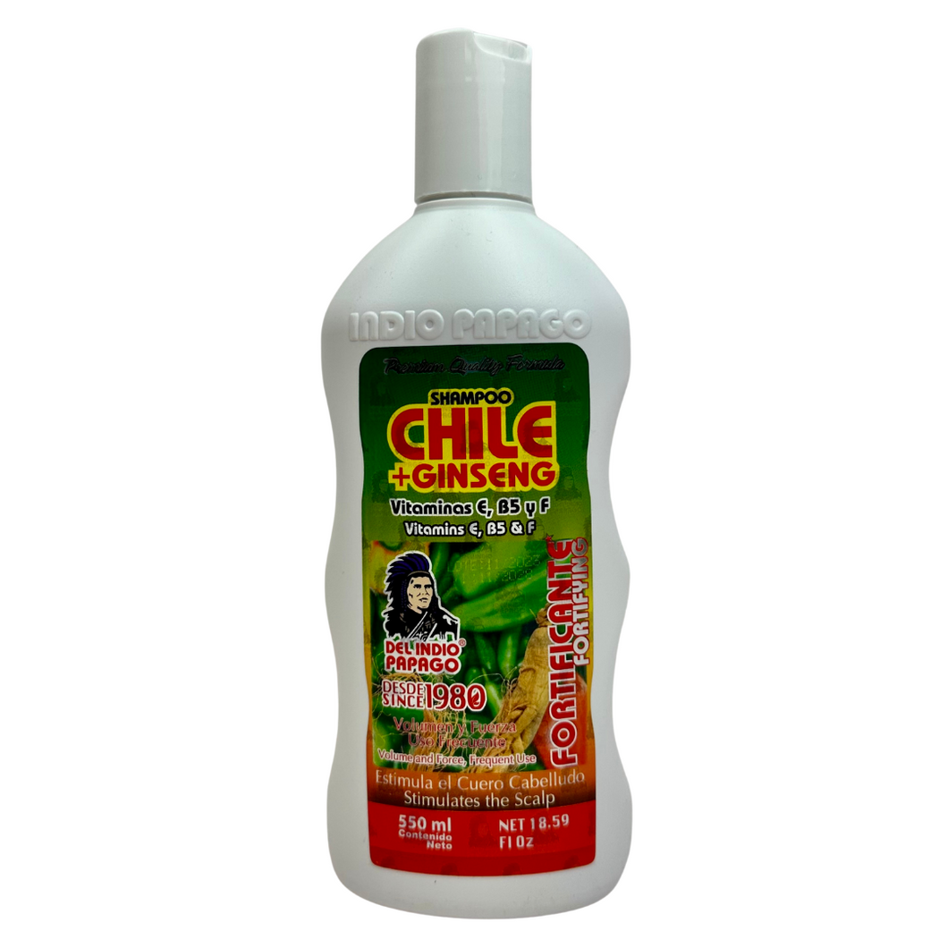 Del Indio Papago Chile + Ginseng Fortificante Shampoo 550ml