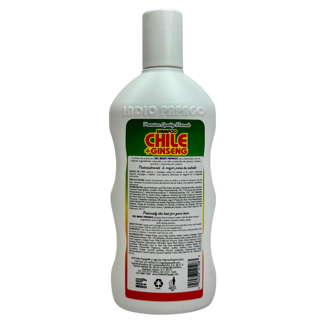 Del Indio Papago Chile + Ginseng Fortificante Shampoo 550ml