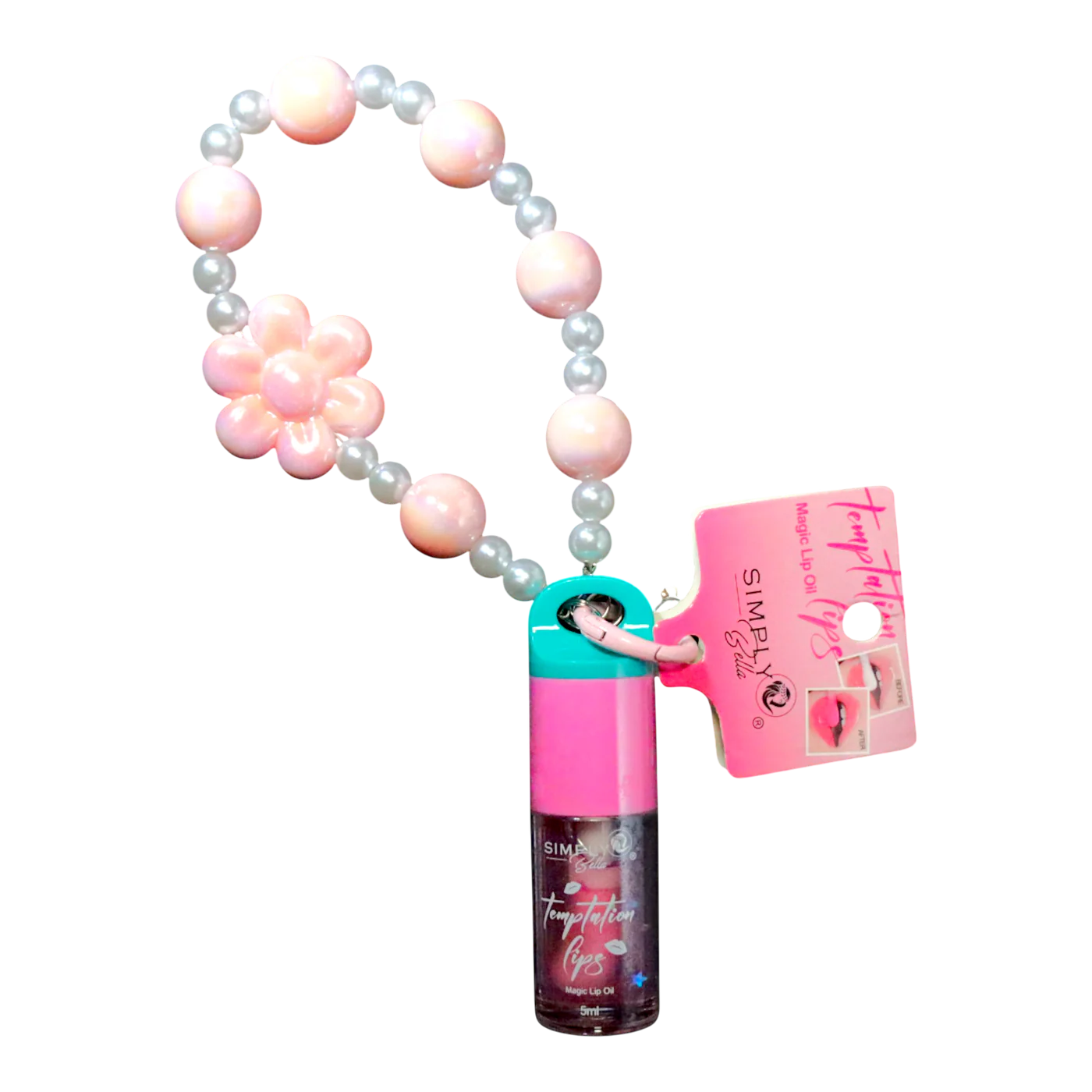 S105 - Simply Bella Temptation Lips – Magic Lip Oil with Beaded Bracelet Display