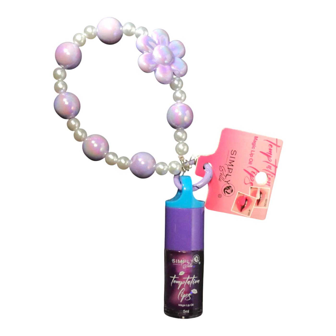 S105 - Simply Bella Temptation Lips – Magic Lip Oil with Beaded Bracelet Display