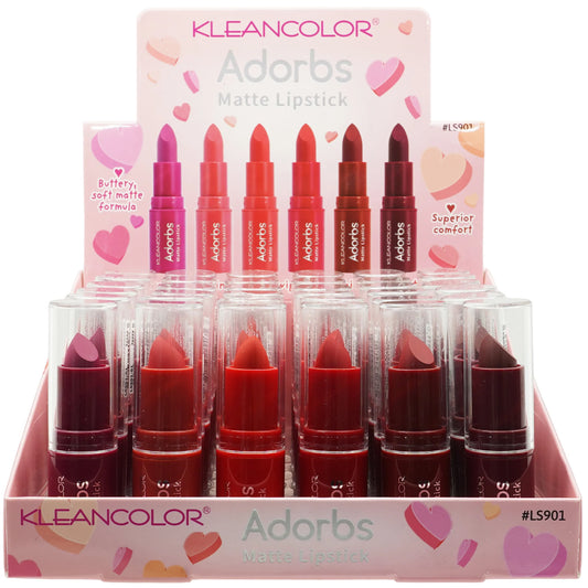 LS901 Kleancolor Adorbs Red Matte Lipstick Display