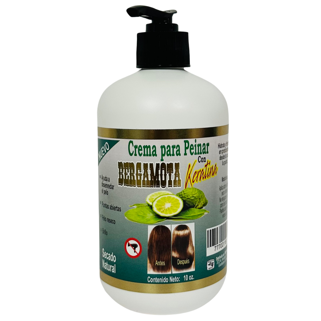 Crema de Bergamota Con Keratina Para Peinar 10oz