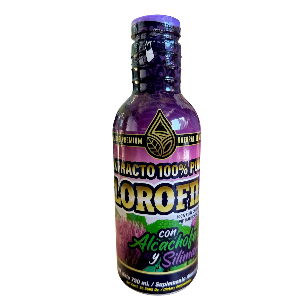 Natural de Mexico Extracto 100% Puro Chlorofila con Alcachofa y Silimarina Cont. 750ml
