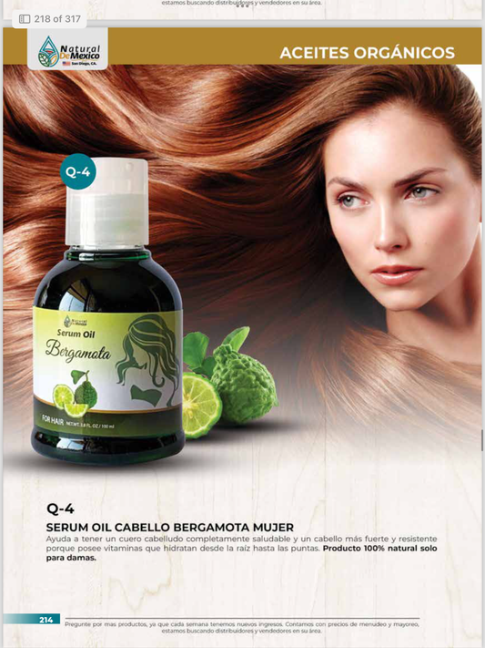 Q-4 Serum Oil Cabello Bergamota Mujer 100ml/3.8oz