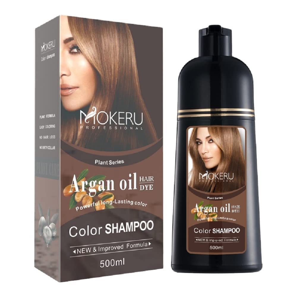 Mokeru Shampoo Hair Dye With Argan Oil - Dark Brown 5OOML