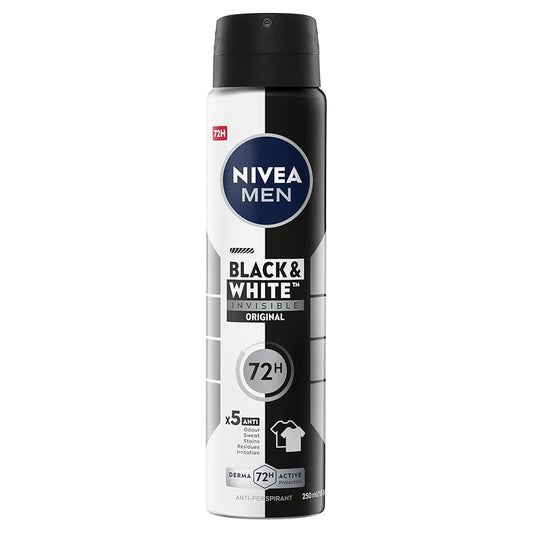 Nivea Men Antiperspirant Deodorant Spray On - Black & White Invisible Original 150ml