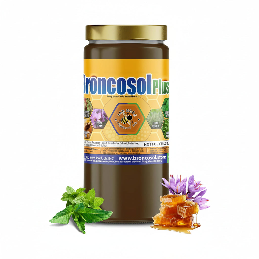BRONCOSOL PLUS - honey with Zaffron, Eucalyptus, Mint and more Extracts, 12oz