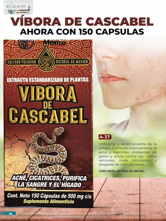 A-17 Vibora de Cascabel 150 Cap de 500 mg.