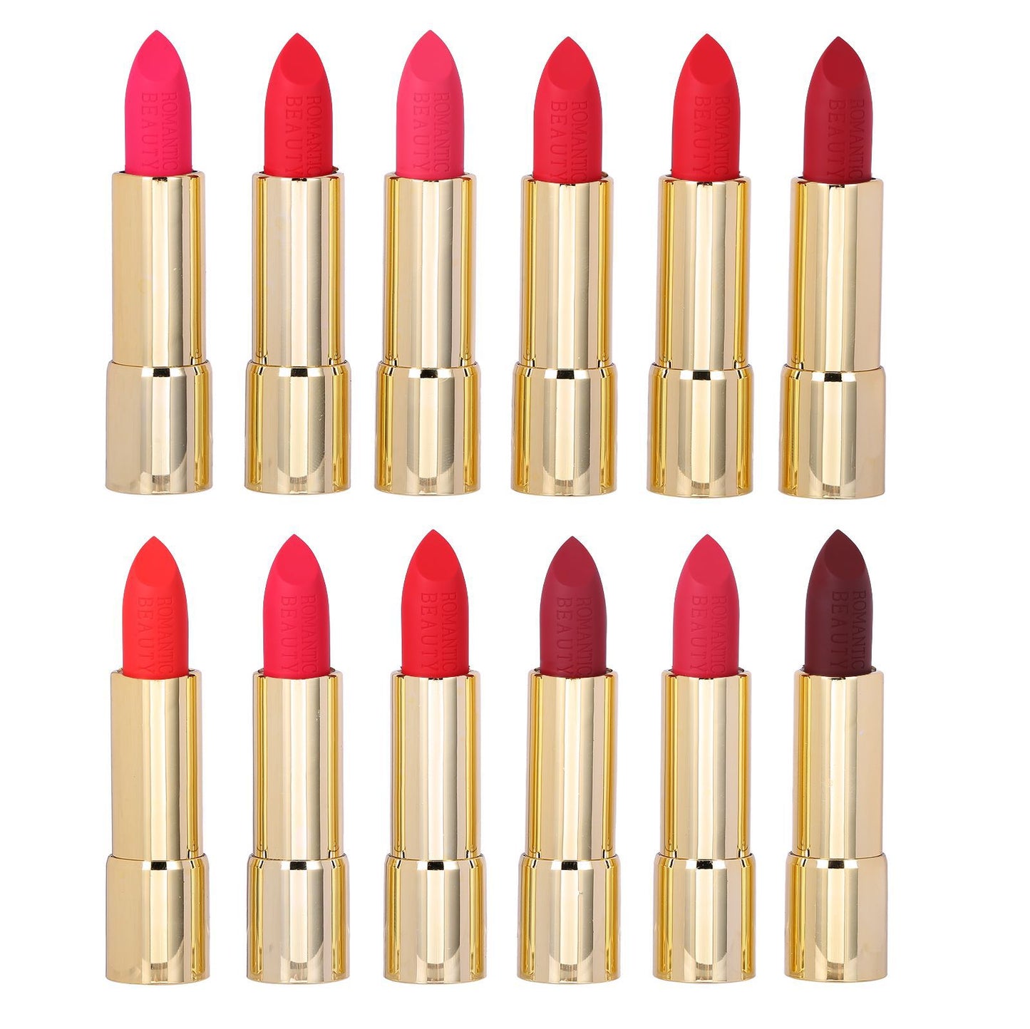 Bullet Click Matte Lipstick-Reds 12 Color Display