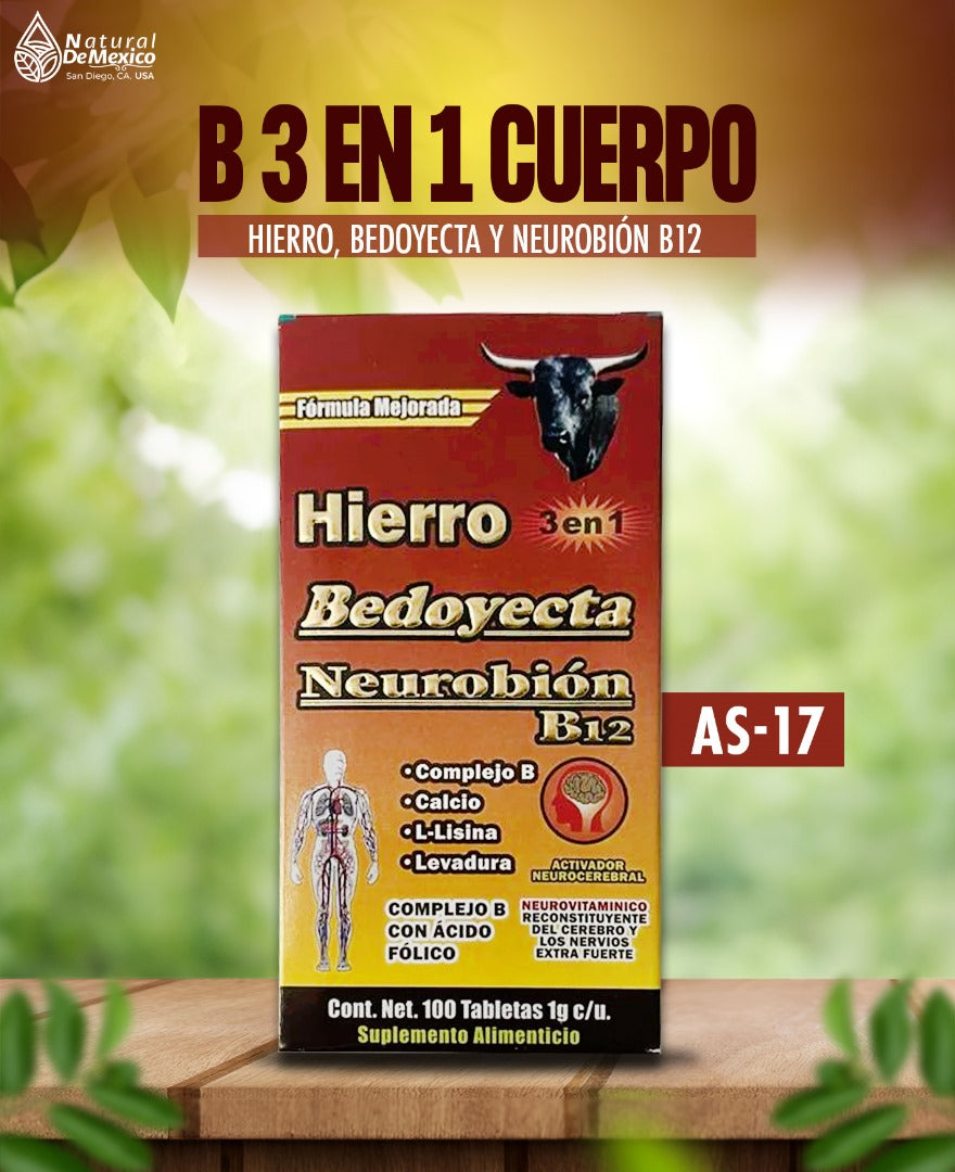 AS-17 3 en 1 Hierro, Bedoyecta y Neurobión B12