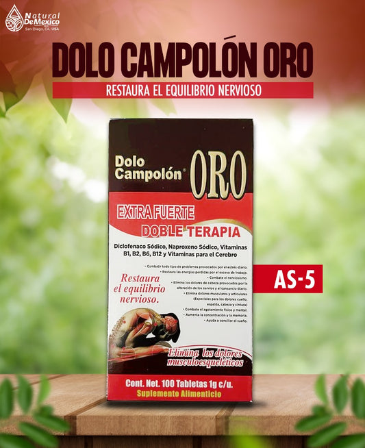 AS-5 Dolo Campolón Oro Extra Fuerte Doble Terapia Cont. 100 Tabletas