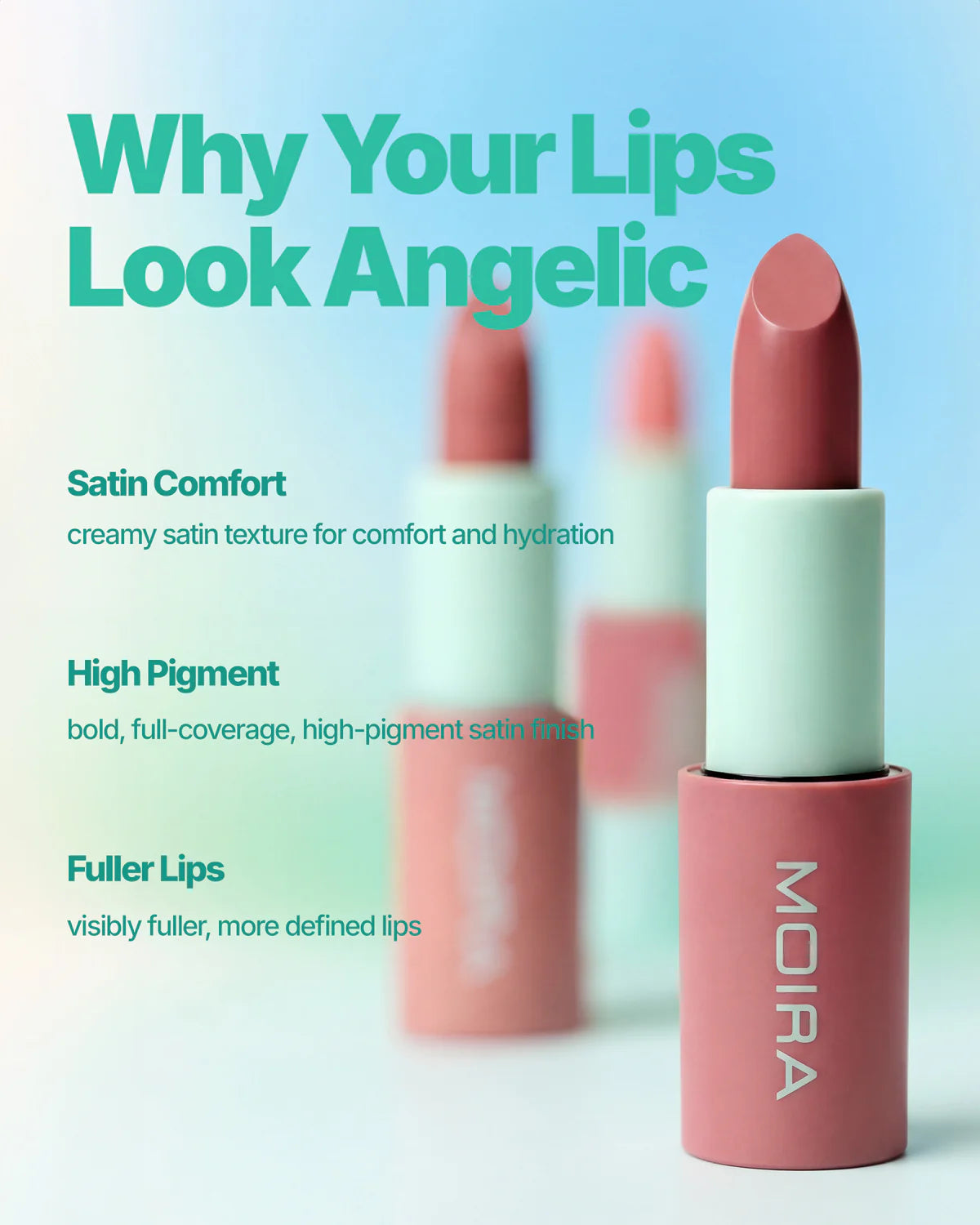 Moira Angel Satin Lipstick (ASL004, Heaven) 3pc Bundle