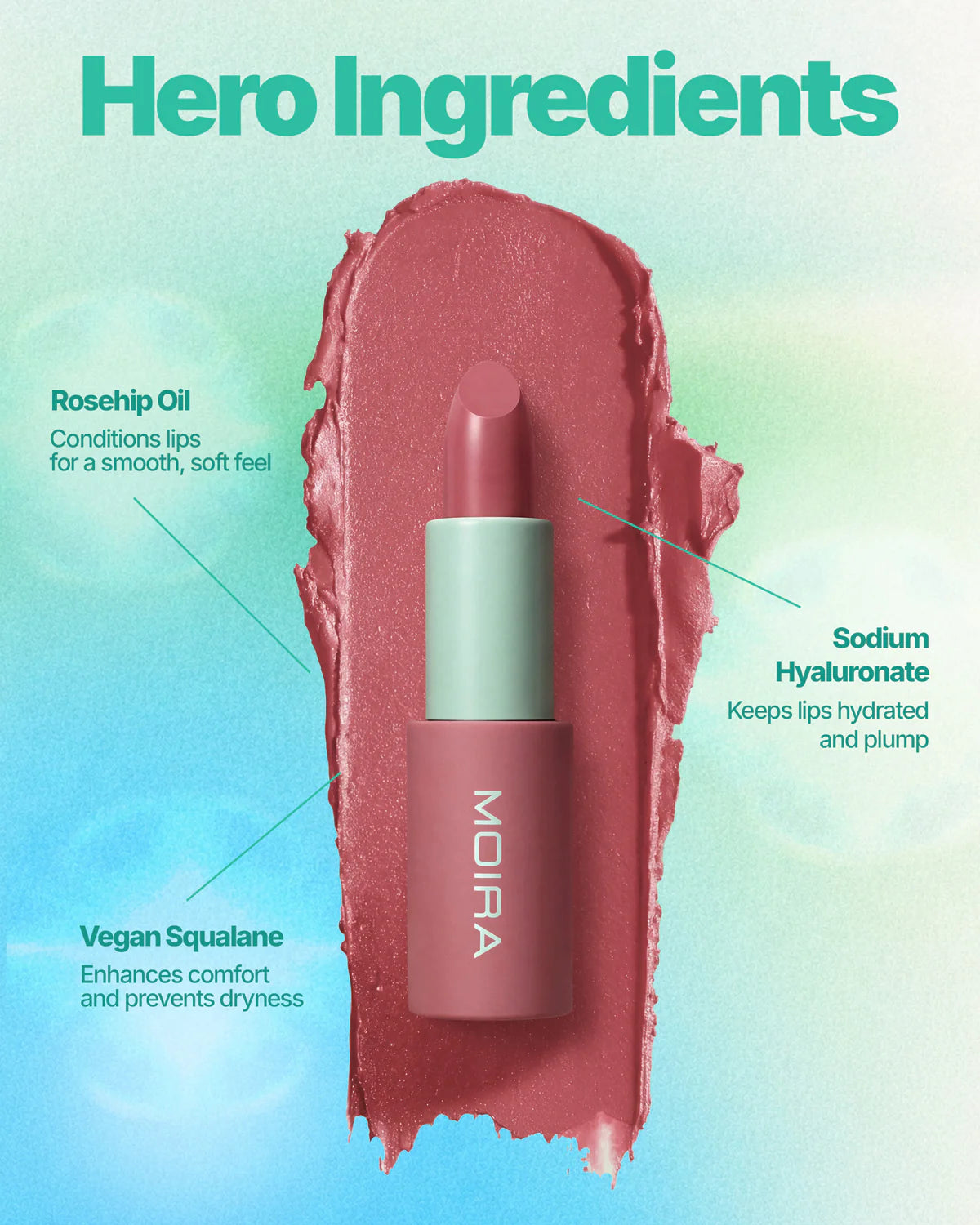 Moira Angel Satin Lipstick (ASL006, Holy Crush) 3pc Bundle
