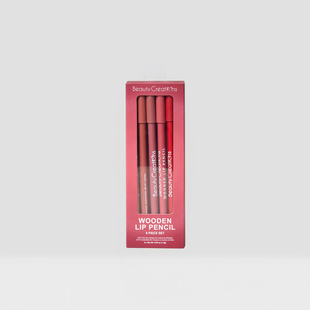 WLPN- SET Beauty Creations Wooden Lip Pencil (Wine) 6 Pc Set