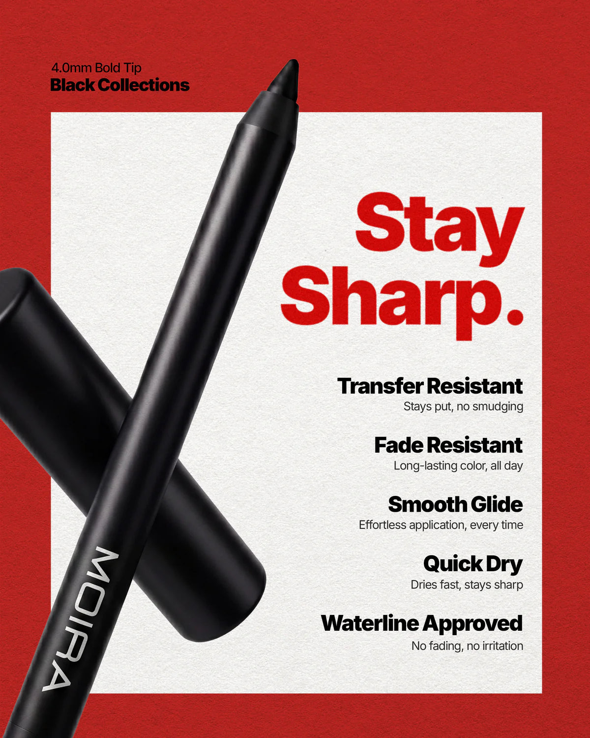 24BG001 Moira 24HR Bold Gel Liner (001, Black) (3PCS SET)