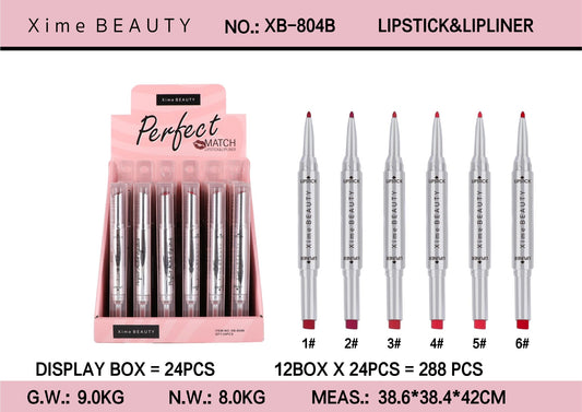 XB-894B Xime Beauty Perfect Match Duo Lipliner & Lipstick Red Tones Display