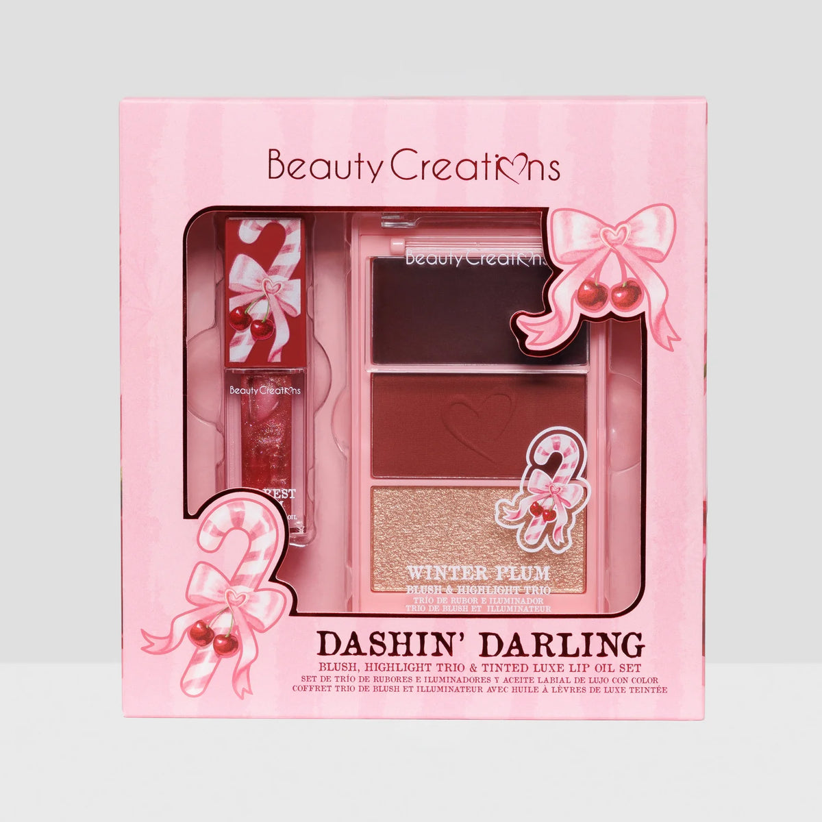 Beauty Creations Xmas 2026 Dashin’ Darling Blush, Highlight Trio & Tinted Luxe Lip Oil Set (1PCS)