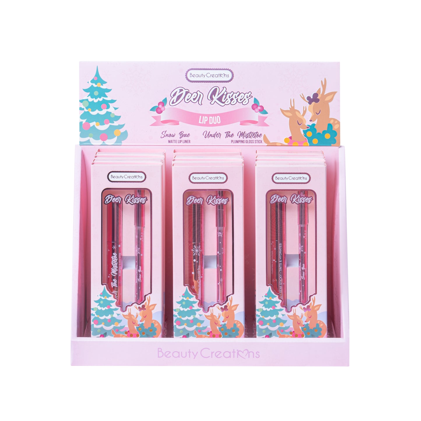 BCRC-LD Beauty Creations Oh Deer Christmas - "Deer Kisses" Lip Duo 3pc Set