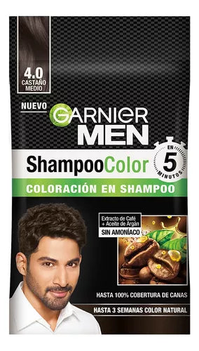 Garnier Men Shampoo 4.0 Castaño Medio