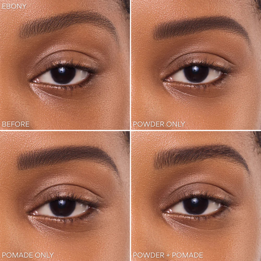#DUET-POD6 Beauty Creations Duet Brow Powder + Pomade (Ebony - Dark Brown to Black)  3PCS SET           ) 3PCS SET