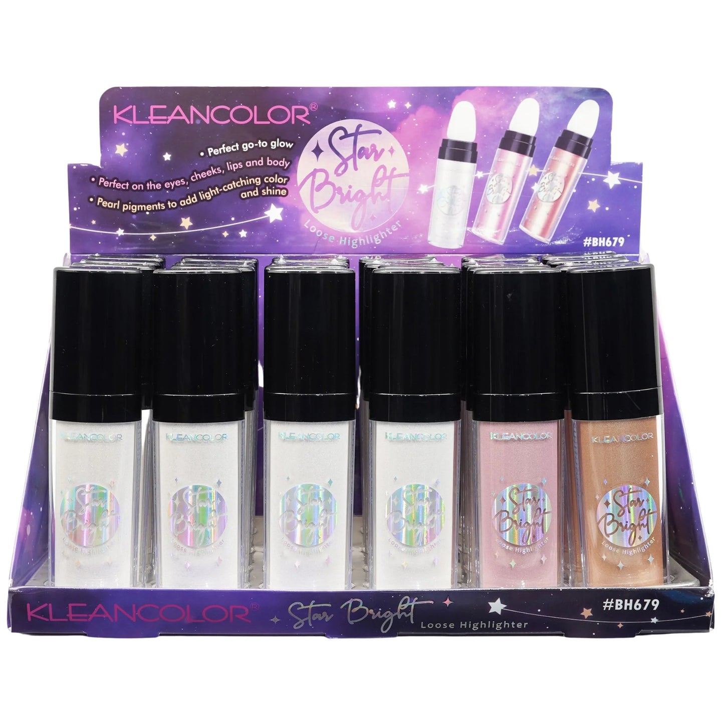 BH679 Kleancolor Star Bright Loose Highlighter Display