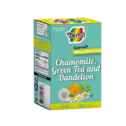 Te de Chamomile, Green Tea & Dandelion Manzanilla, Te Verde y Diente de Leon.