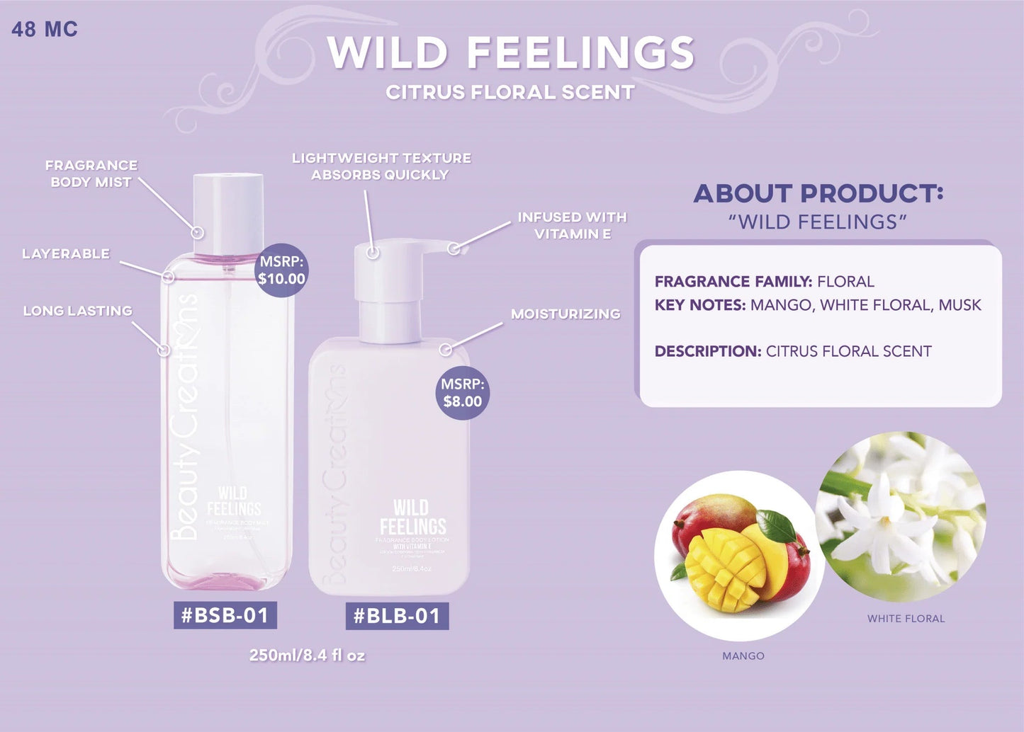 BLBSSET01 Beauty Creations Fragrance Body Lotion & Mist - Wild Feelings